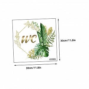 Наклейка на двері туалету OUNONA з рослинним мотивом зелена знімна synthetic.ua - Фото 1