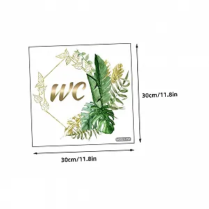 Наклейка на двері туалету OUNONA з рослинним мотивом зелена знімна synthetic.ua - Фото 1