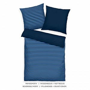 Постільна білизна Tom Tailor Renforcé, 80 x 80 см + 135 x 200 см, смужка, синій (темно-синій та холодний синій) synthetic.ua - Фото 1