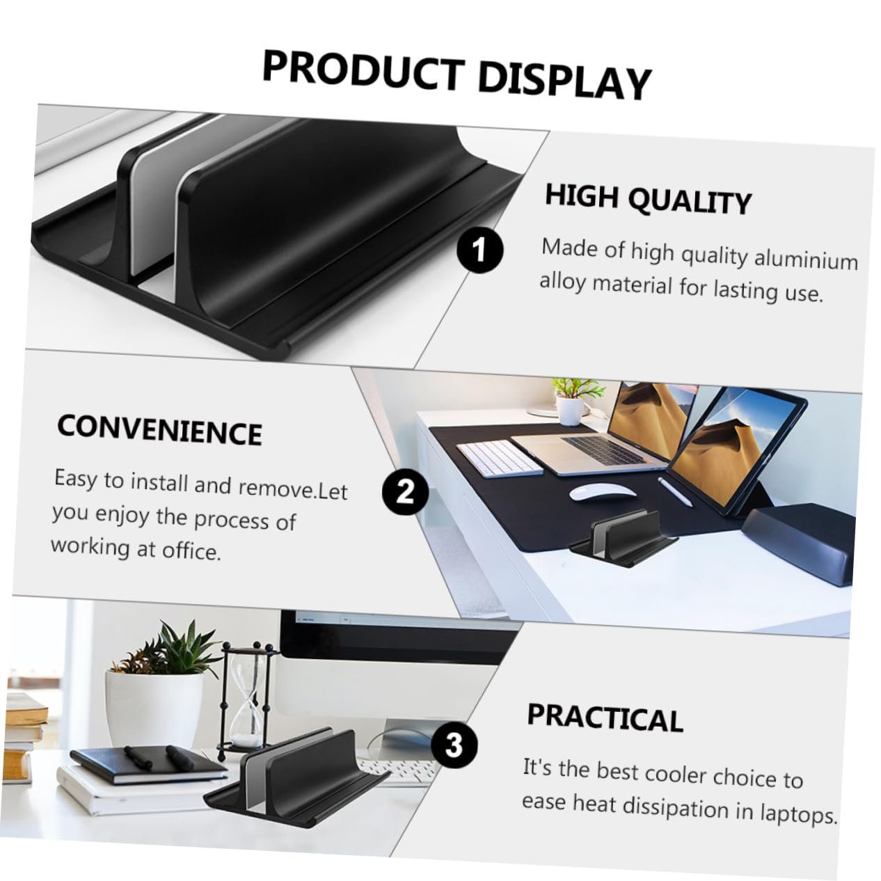 Підставка Вертикальна для ноутбука Алюмінієвий сплав Охолодження Регульована Антиковзка Компактна, фото №8