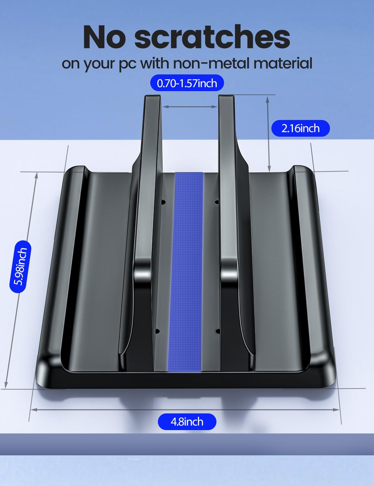 Вертикальная подставка VAYDEER, 3-в-1, для ноутбука, до 17,3 дюймов, черная, фото №4