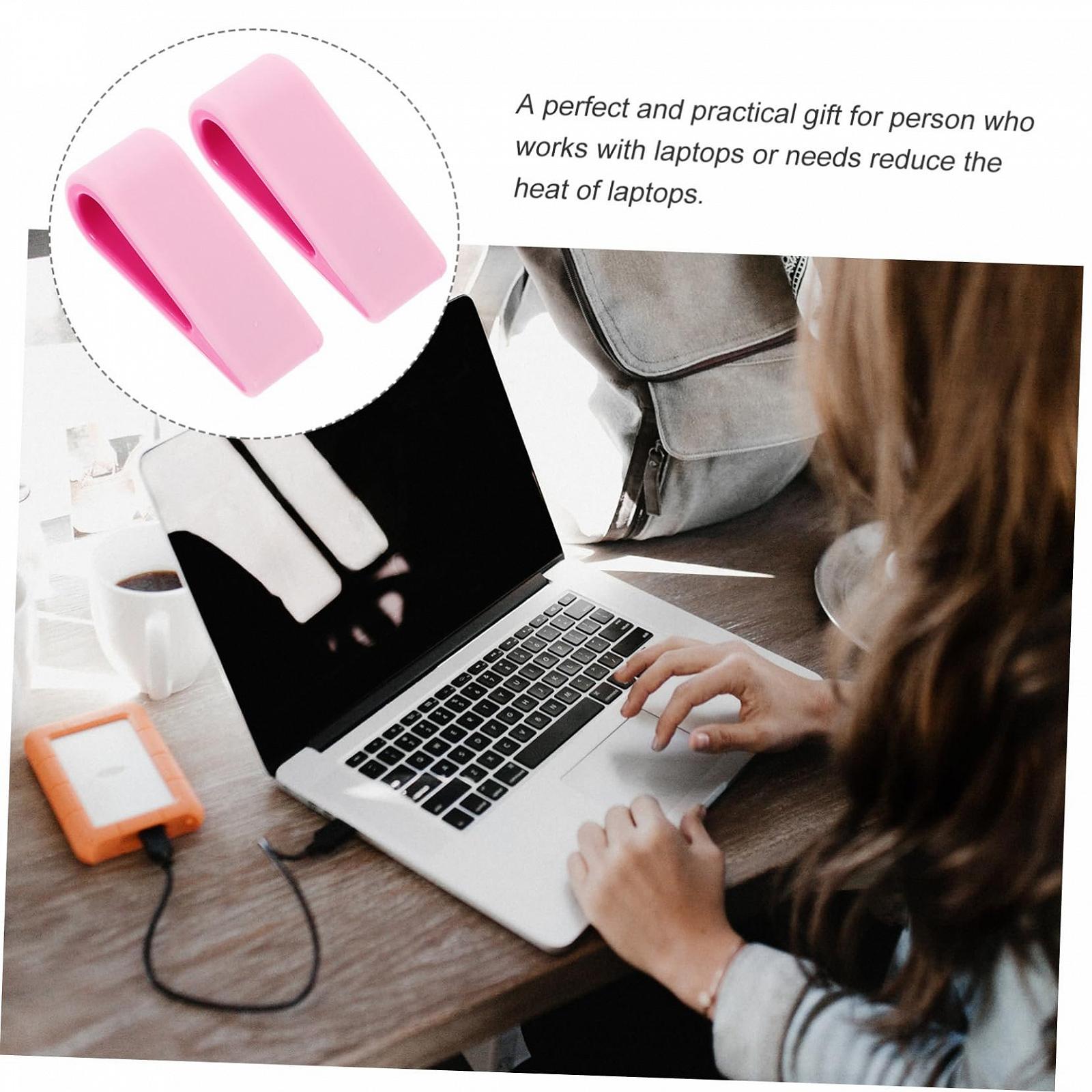 Регулируемая по высоте подставка для ноутбука Rosy, держатель для ноутбука с охлаждением, нескользящая и стабильная для эргономичного рабочего стола или кровати, 2 шт. в упаковке, фото №4