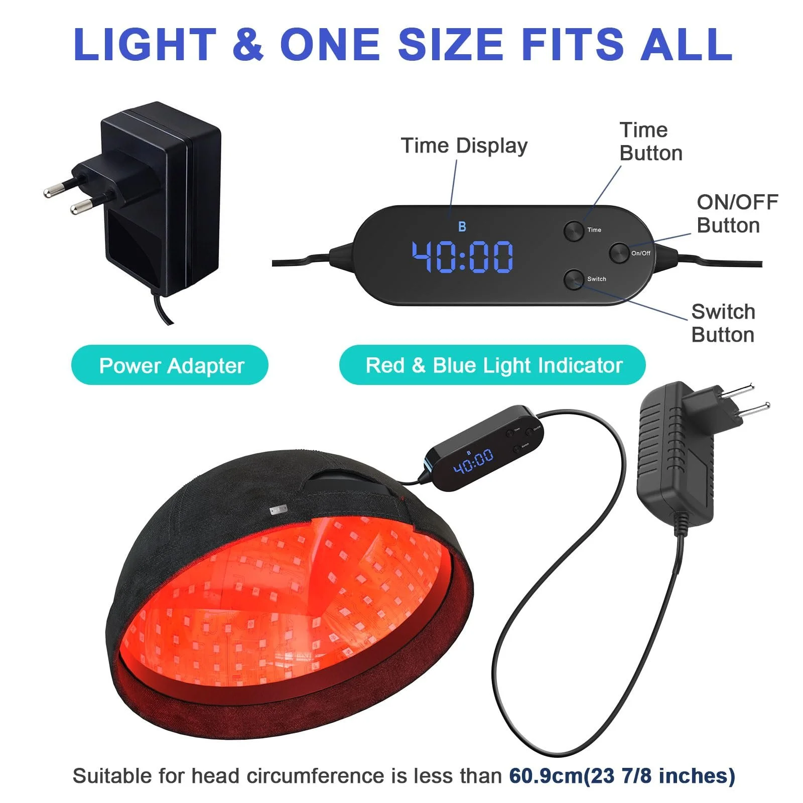 Пристрій для стимуляції росту волосся за допомогою лазерного шолома LLLT, 236 лазерних зондів, фото №6