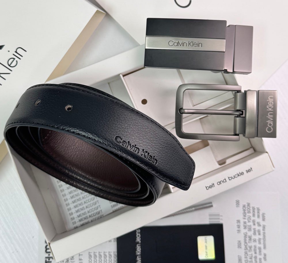 Ремінь Calvin Klein подарунковий набір шкіряний з двома пряжками, фото №7