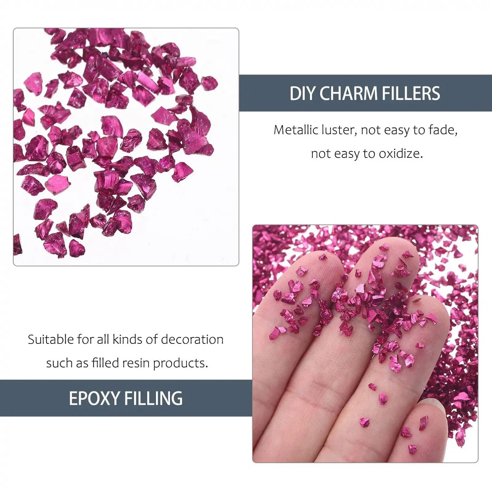 Скляні COHEALI, 1 пакет, нерегулярні металеві осколки, блискітки, фото №2