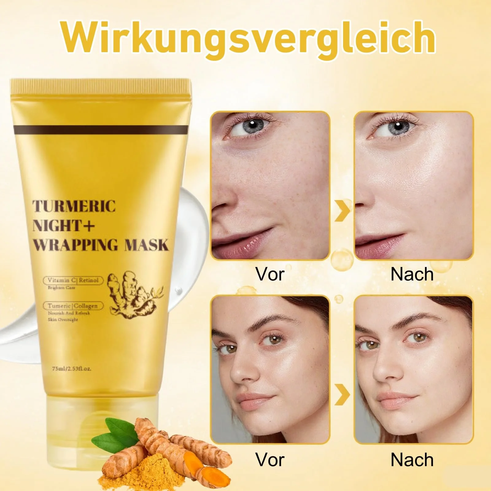 Маска Turmeric Нічна Обгортаюча Змивна, Колагенова, фото №5