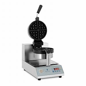 Вафельница Royal Catering RCWM-1300-RE, бельгийская вафельница, диаметр 18 см, поворотная, 1300 Вт, таймер 99 минут, корпус из нержавеющей стали, черная - Фото 1