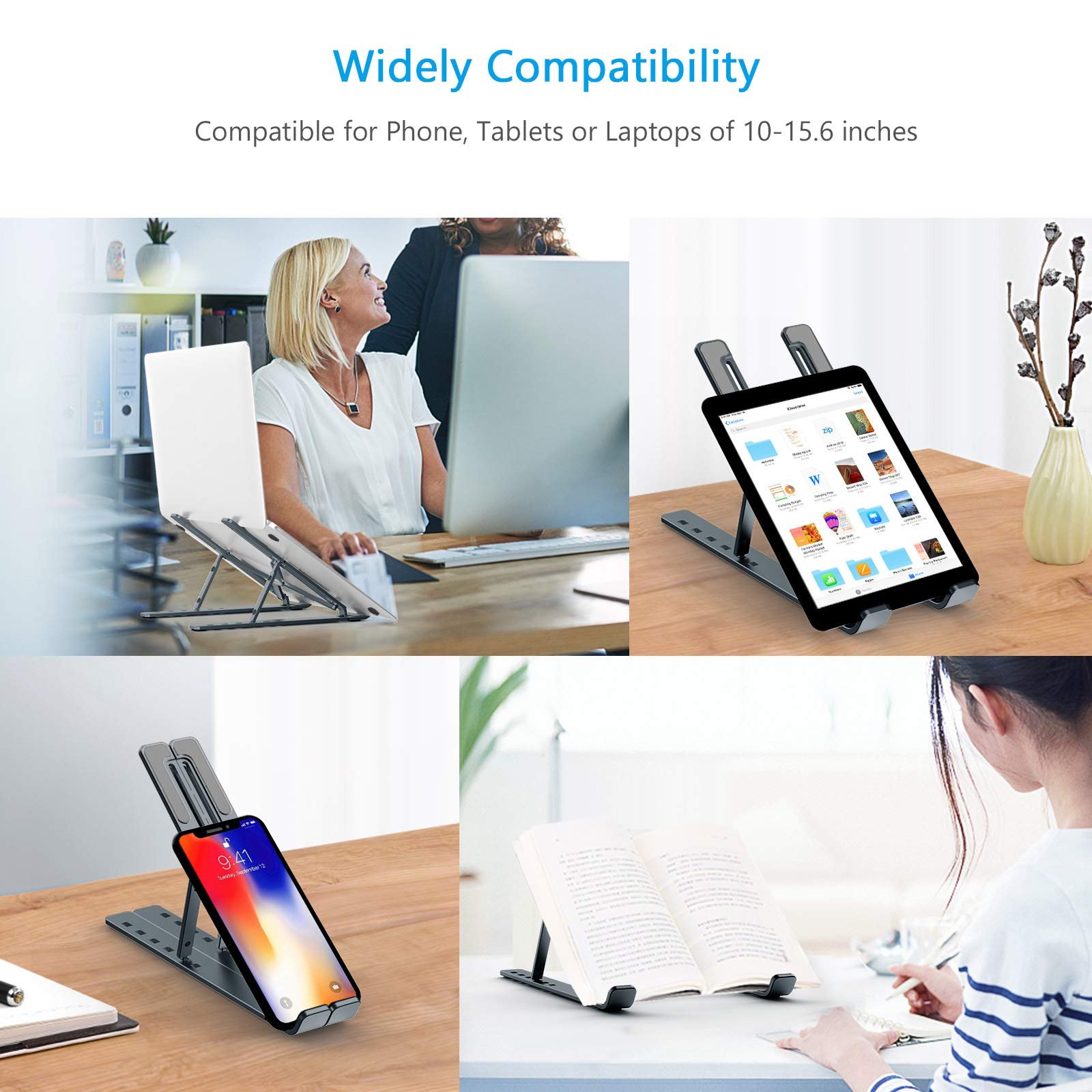 Підставка для ноутбука BoYata, 6 рівнів регулювання висоти, портативна, складана алюмінієва, сумісна з MacBook Air, Dell XPS, більшістю ноутбуків 10-15,6 дюймів, фото №7 Підставка для ноутбука BoYata, 6 рівнів регулювання висоти, портативна, складана алюмінієва, сумісна з MacBook Air, Dell XPS, більшістю ноутбуків 10-15,6 дюймів, фото №7