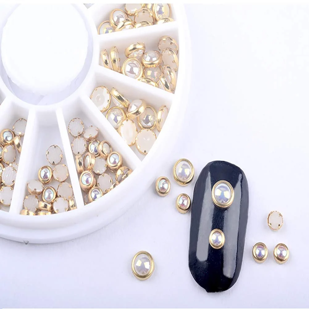 Перлини для нігтів 1 коробка Напівкруглі, фото №3