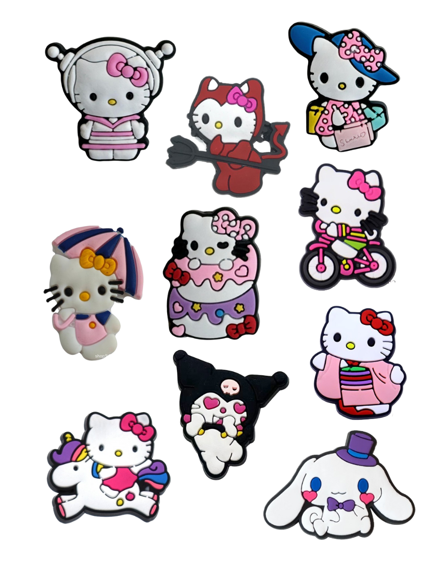 Джибітси Привіт Кітті Куромі Hello Kitty Cinnamoroll Синаморол Jibbitz 10 шт аксесуари крокс прикраса Dz_102_2, фото №1