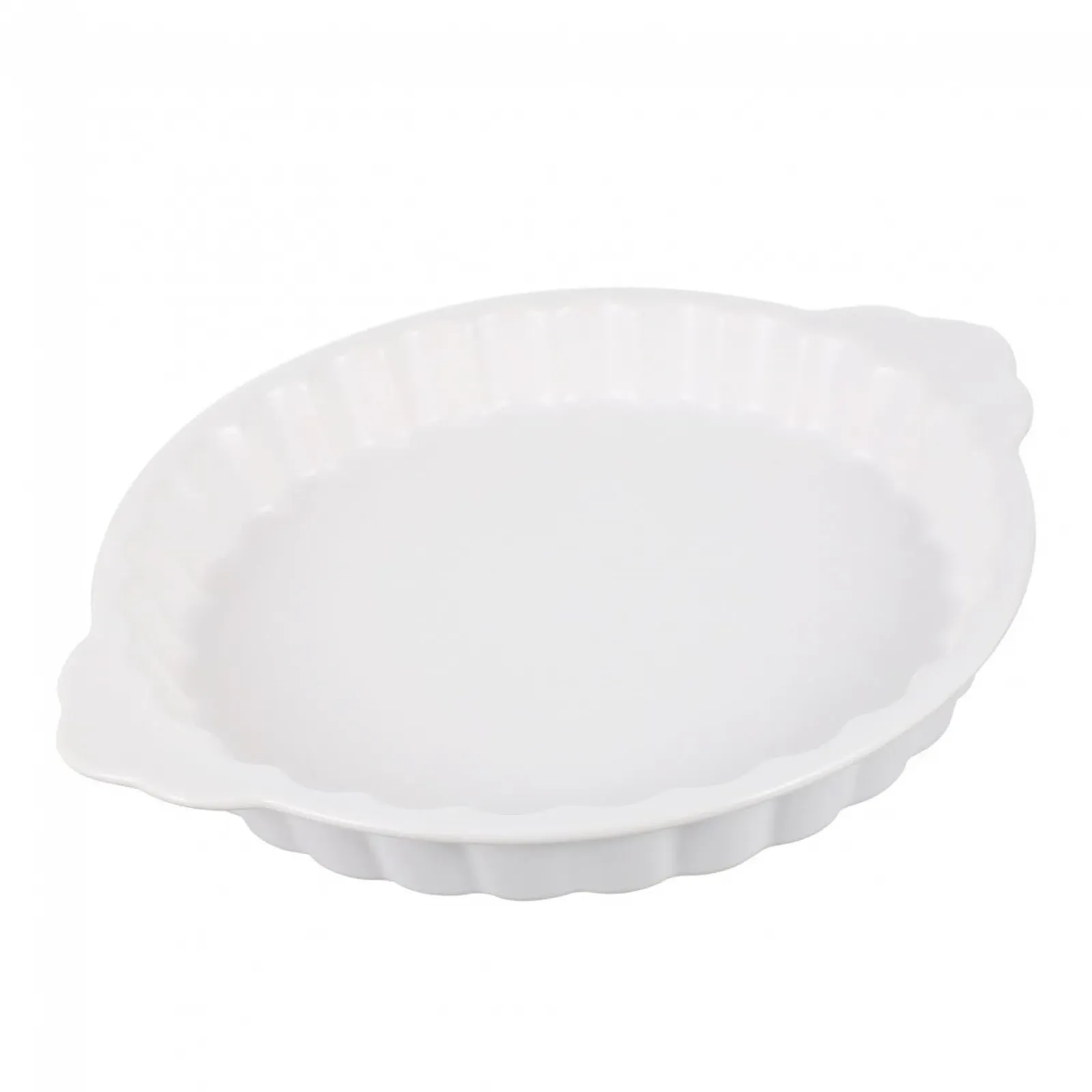 Форма для запекания керамическая круглая с ручками термостойкая белая, фото №1