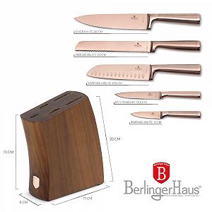 Набір ножів Berlinger Haus Taupe Collection 6 шт., нержавіюча сталь, підставка - дерево акації - Фото 1