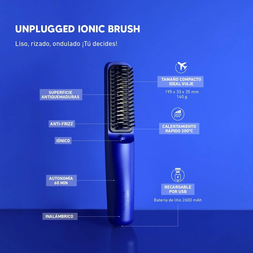 Термическая щетка-выпрямитель Beter GRWM Professional Беспроводная Ионная 200°C USB Голубой, фото №5 Термическая щетка-выпрямитель Beter GRWM Professional Беспроводная Ионная 200°C USB Голубой, фото №5