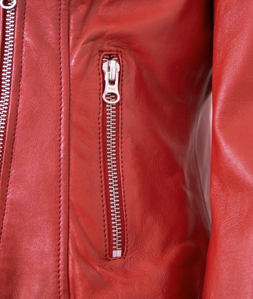 Куртка-косуха Otto Kern Жіноча зі шкіри ягняти Червона, фото №4