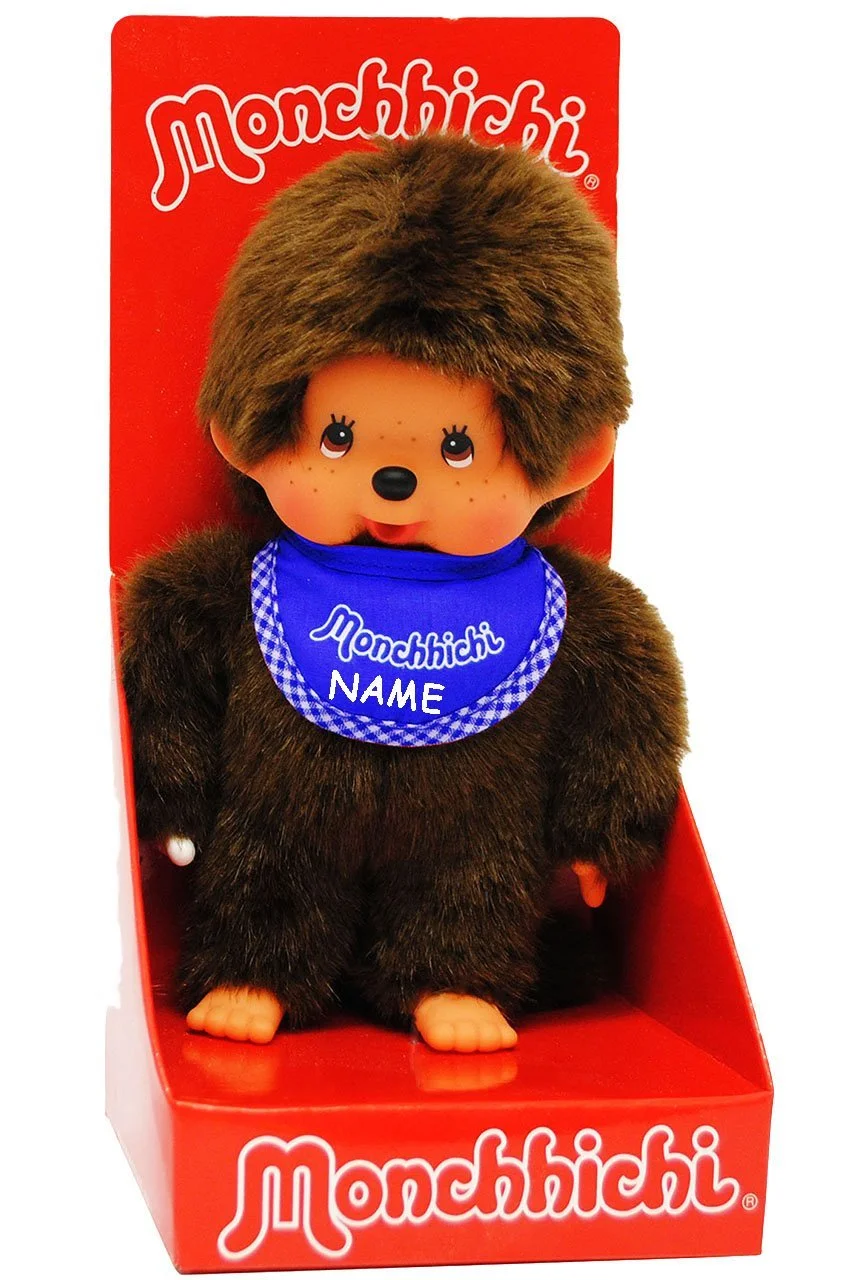 Іграшка Monchhichi Sporty Великий Мавпа Хлопчик з нагрудником 20 см Плюшева, фото №1