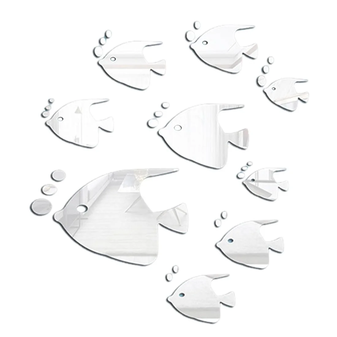 Наклейки на стіну Рибки 3D Mirror Effect 8 шт. золотисті, фото №6