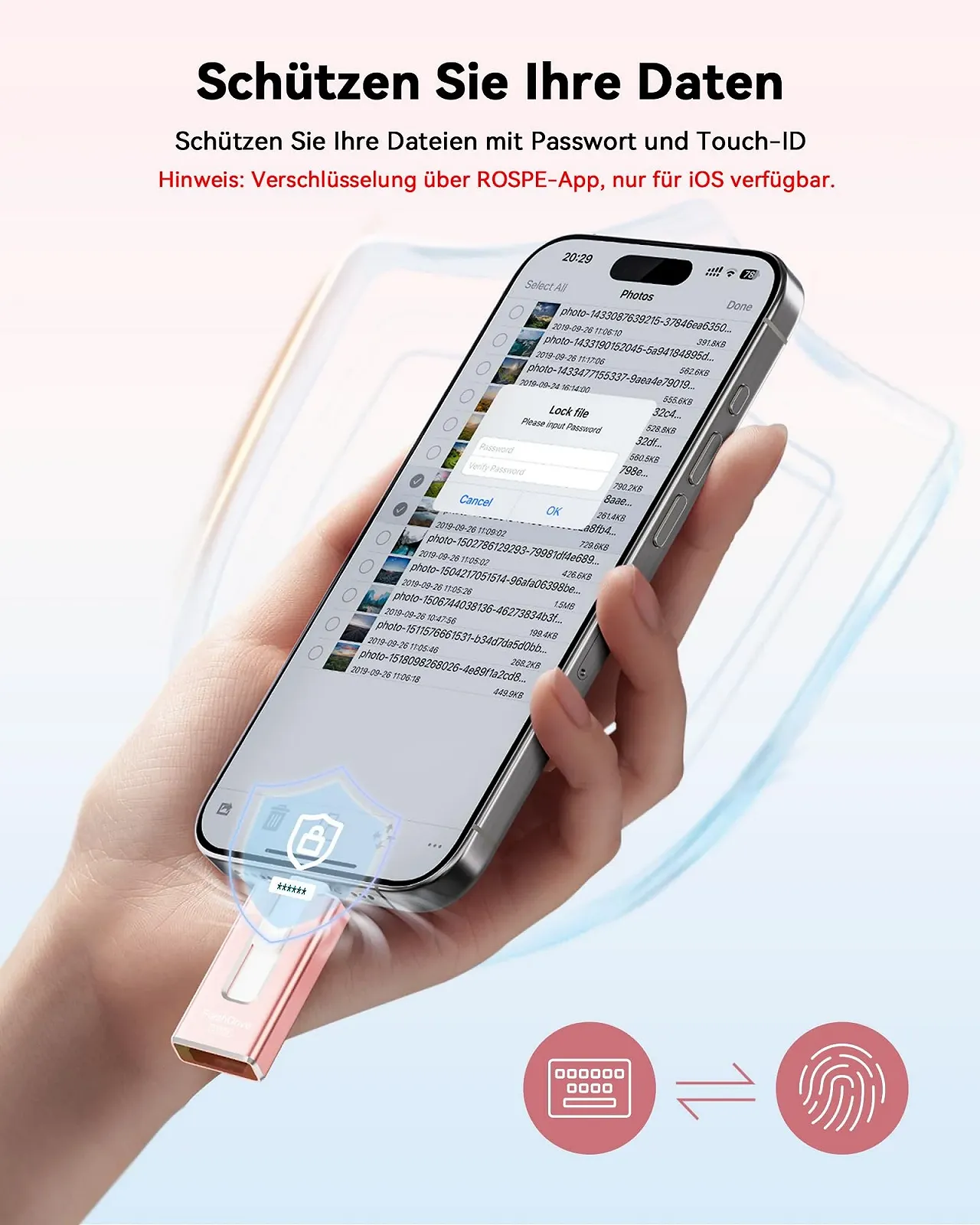 USB-флеш-накопичувач SUDEHO 512 ГБ MFi Certified USB-C Lightning 3-в-1 Рожевий, фото №8 USB-флеш-накопичувач SUDEHO 512 ГБ MFi Certified USB-C Lightning 3-в-1 Рожевий, фото №8