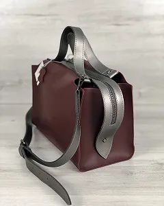 Универсальная женская сумка саквояж бордовая – стильная, вместительная, через плечо synthetic.ua - Фото 1