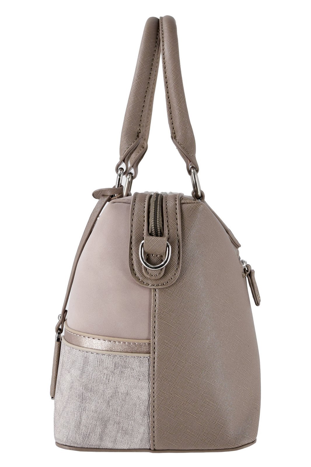 Сумка з верхньою ручкою David Jones Bugatti Polochon Duffle, багатокольорова смугаста, з нубуку з блискітками, жорстка штучна шкіра, рожева, фото №3