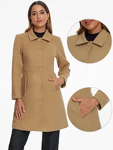 Пальто Allegra K, однобортне, з лацканами, довгий рукав, елегантне, зимове synthetic.ua - Фото 1