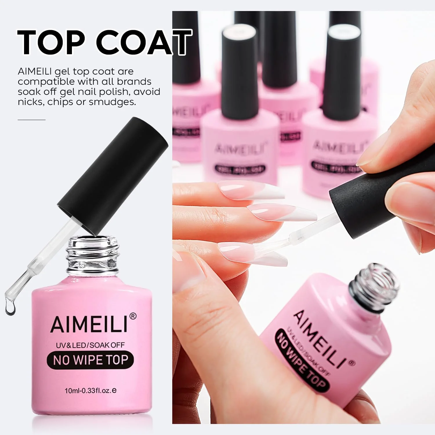 Гель-лак Aimeili Top Coat No Wipe, 10 мл, фото №5