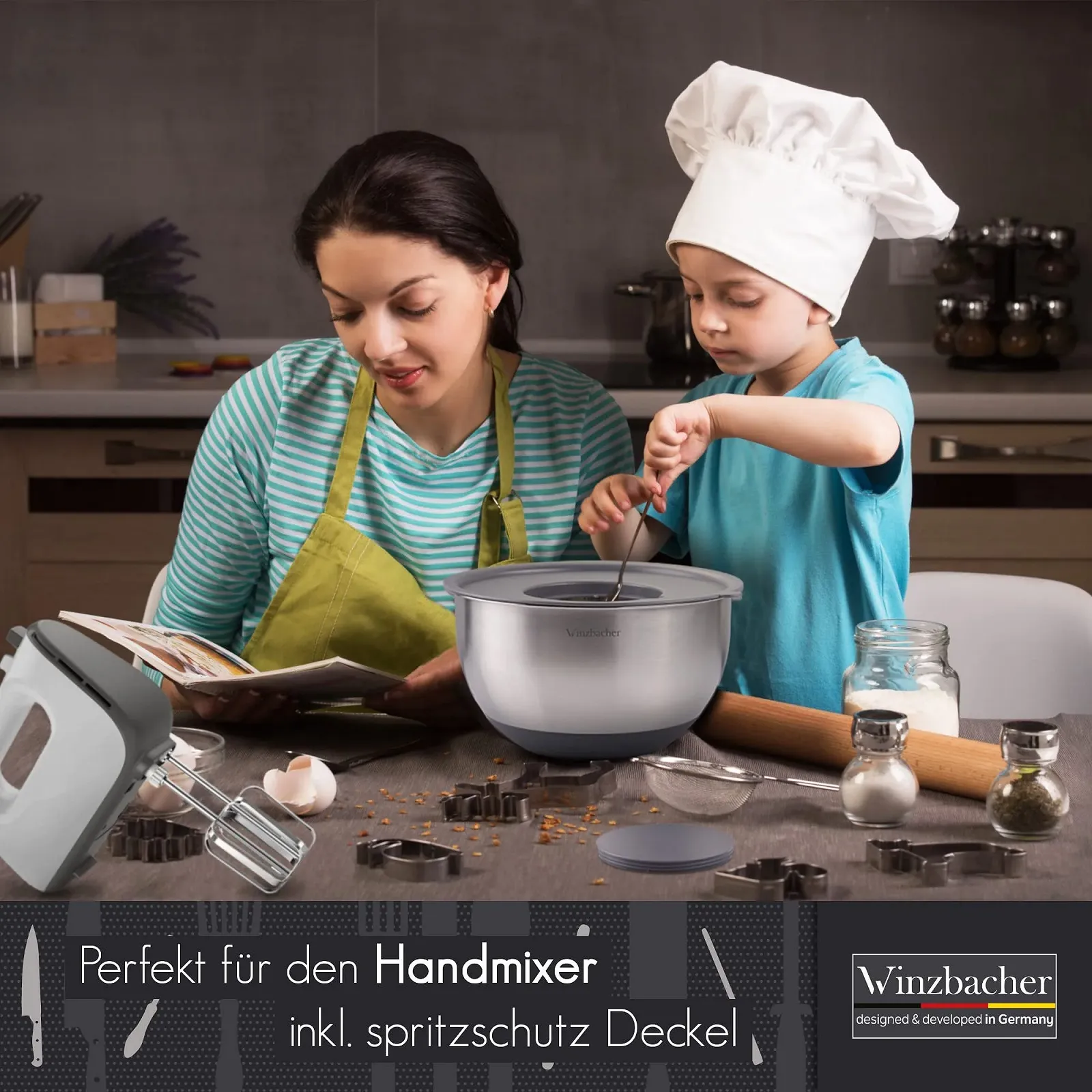 Набор мисок Winzbacher с крышками 5 шт 1л, 1,5л, 2,5л, 3,5л, 4,5л нержавеющая сталь, фото №6 Набор мисок Winzbacher с крышками 5 шт 1л, 1,5л, 2,5л, 3,5л, 4,5л нержавеющая сталь, фото №6