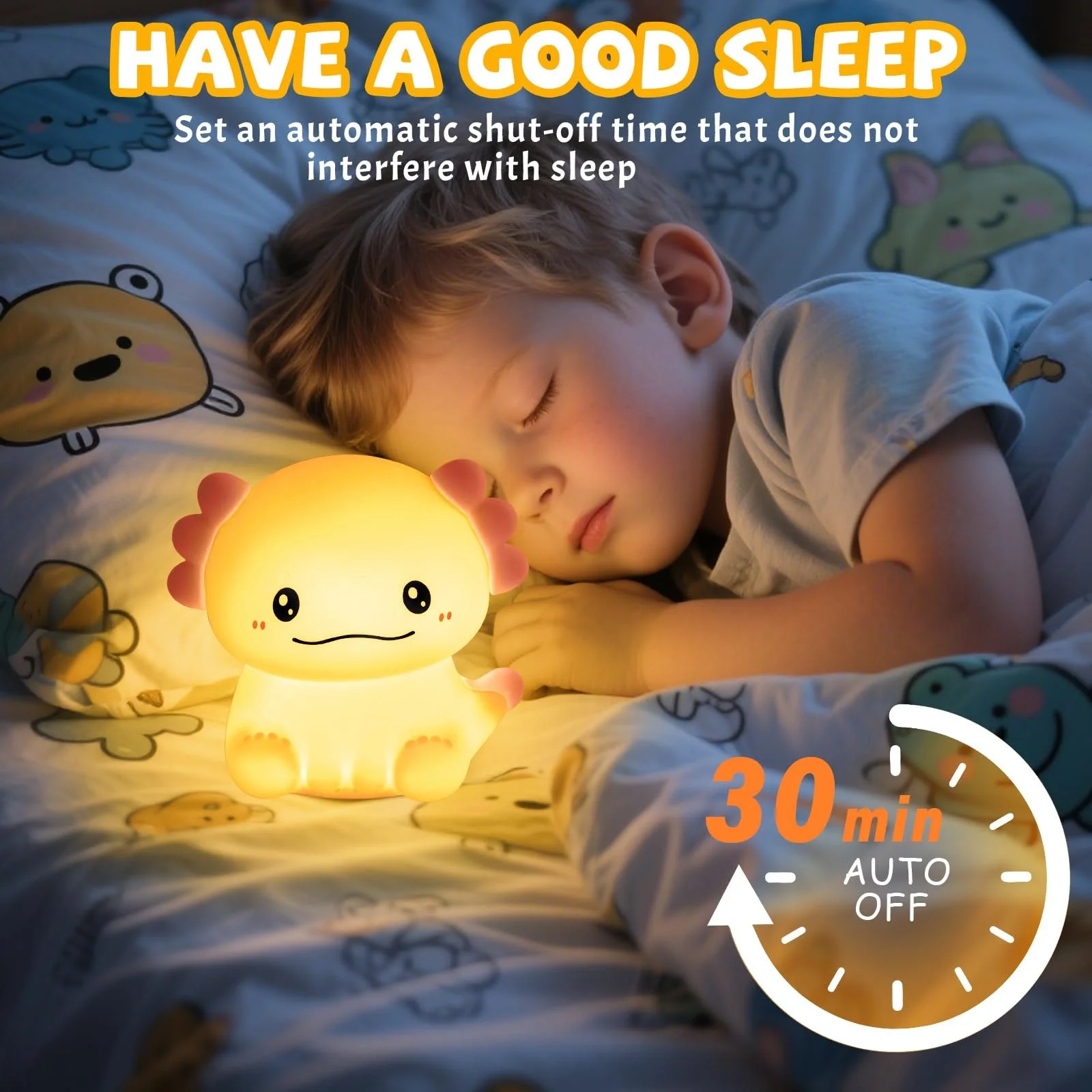 Настільна лампа Chevet Wireless 7 Colours RGB Touch Remote USB Axolotl Shape, фото №5