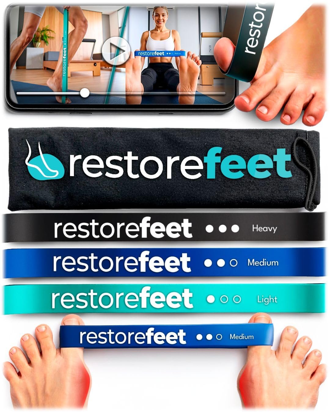 Пов'язка для корекції Hallux Valgus 3 еластичні стрічки опору (28 см) для вирівнювання великого пальця ноги Ортопедична, фото №1 Пов'язка для корекції Hallux Valgus 3 еластичні стрічки опору (28 см) для вирівнювання великого пальця ноги Ортопедична, фото №1