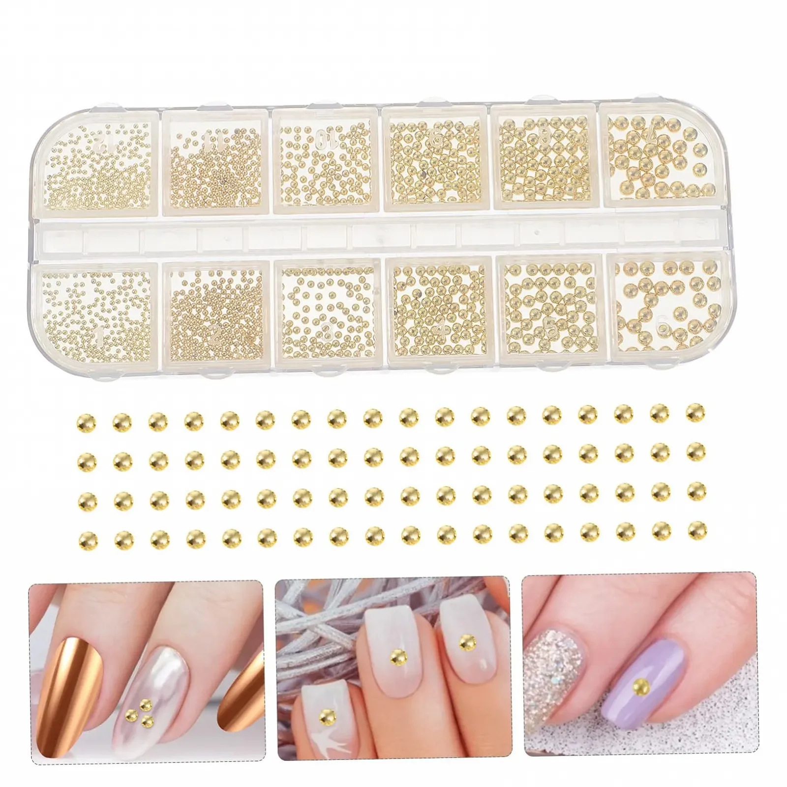 Прикраси для нігтів Кульки Сталь Золотий, фото №4