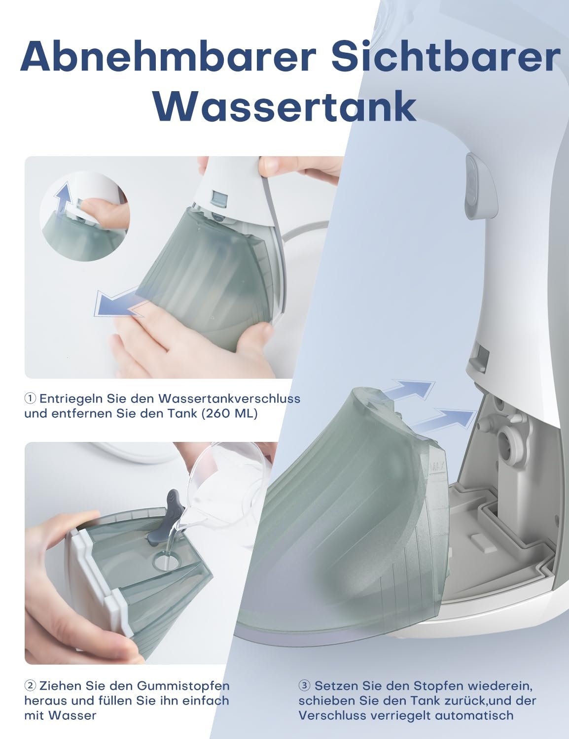 Відпарювач QEXREED 1300 W 260 мл портативний, фото №7 Відпарювач QEXREED 1300 W 260 мл портативний, фото №7