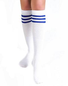 Гетры Женские Зимние Высокие Носки Теплые Длинные Носки Термоноски Белый Синие Полоски One Size - Фото 1