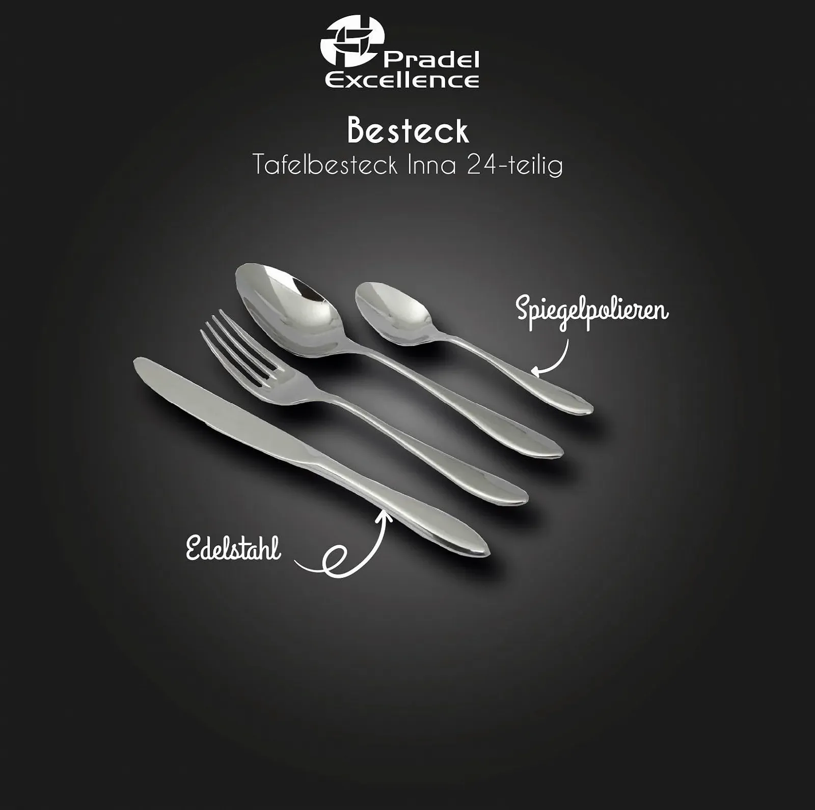 Набір столових приборів Pradel Excellence 7130-24, нержавіюча сталь, фото №3 Набір столових приборів Pradel Excellence 7130-24, нержавіюча сталь, фото №3