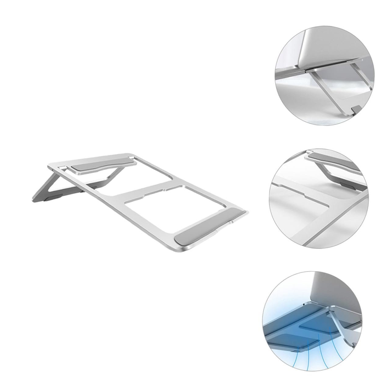 Підставка для ноутбука Алюмінієва складана ергономічна з нековзною силіконовою накладкою Компактна та легка, фото №6