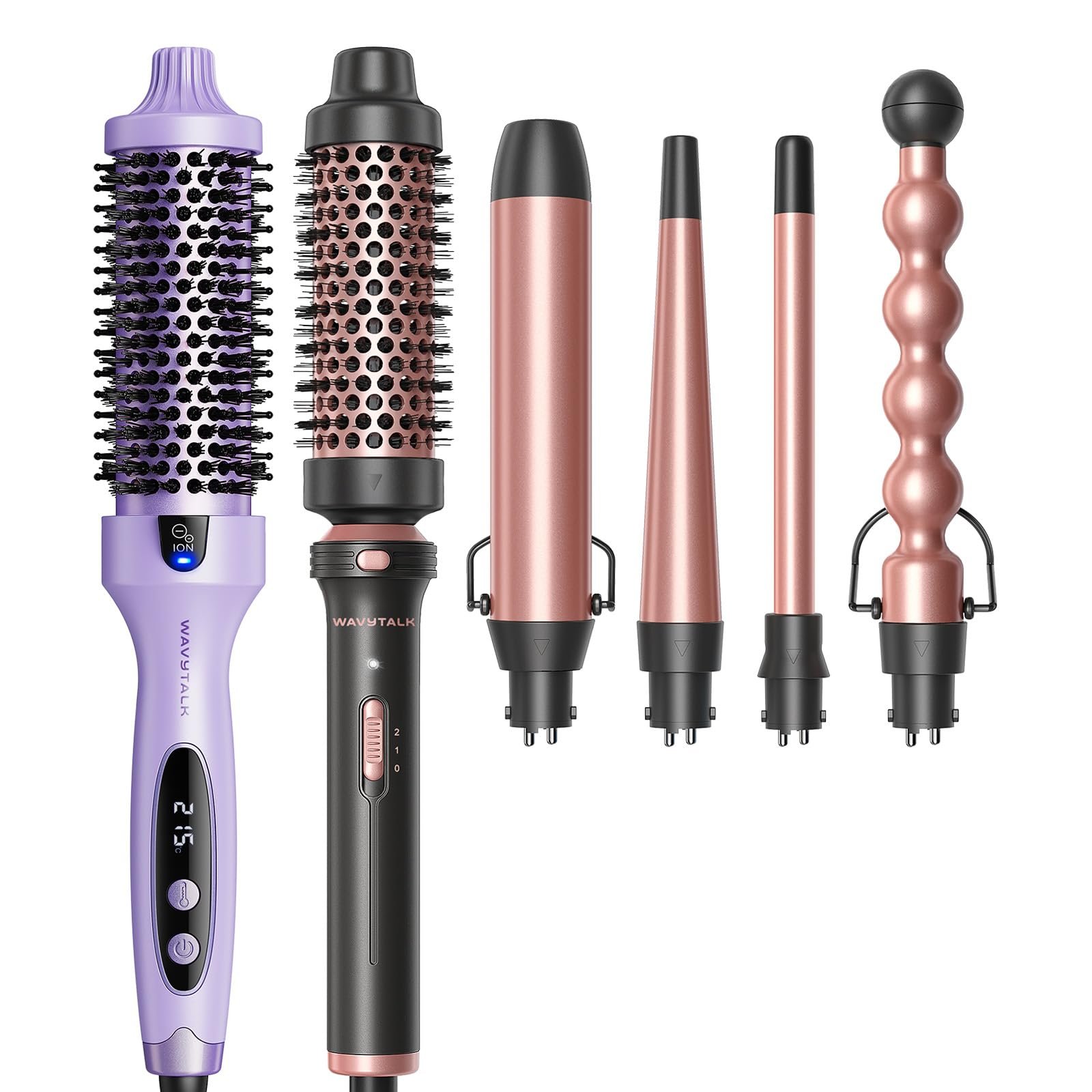 Термощетка Wavytalk Blowout Boost Purple и набор плоек 5-в-1 Multi Curl, фото №1