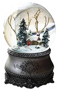 Снігова куля Wichtelstube Collection LED Зимовий ліс Електричний сніг кружляє, багато мелодій і зміна кольору вінтаж - Фото 1
