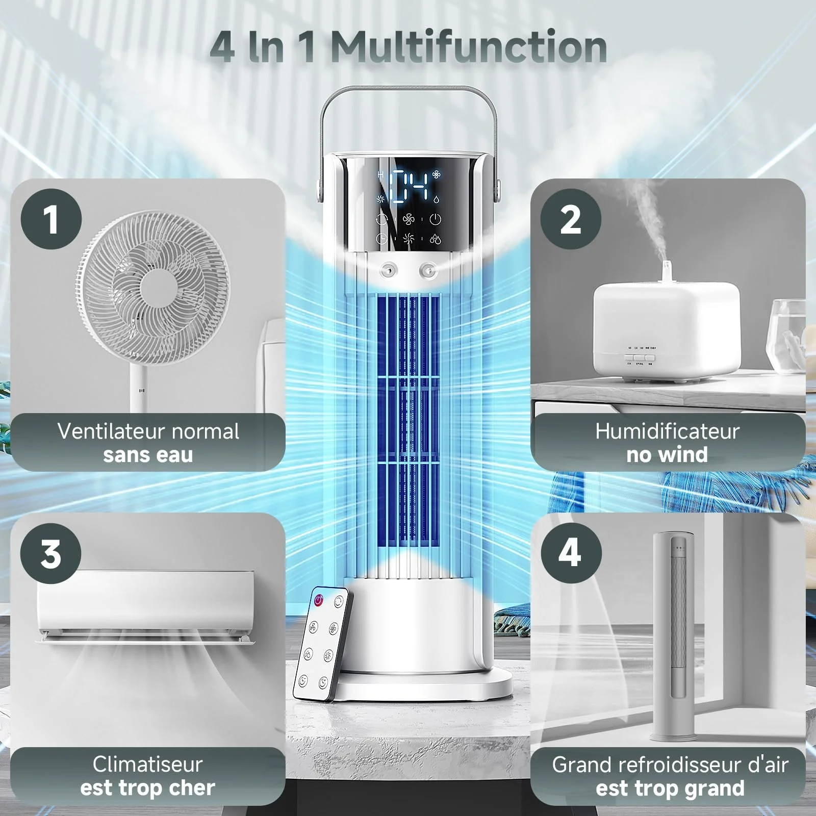 Мобильный кондиционер 5 в 1 с распылителем 700 мл 12V Тихий 90° Охладитель, фото №2