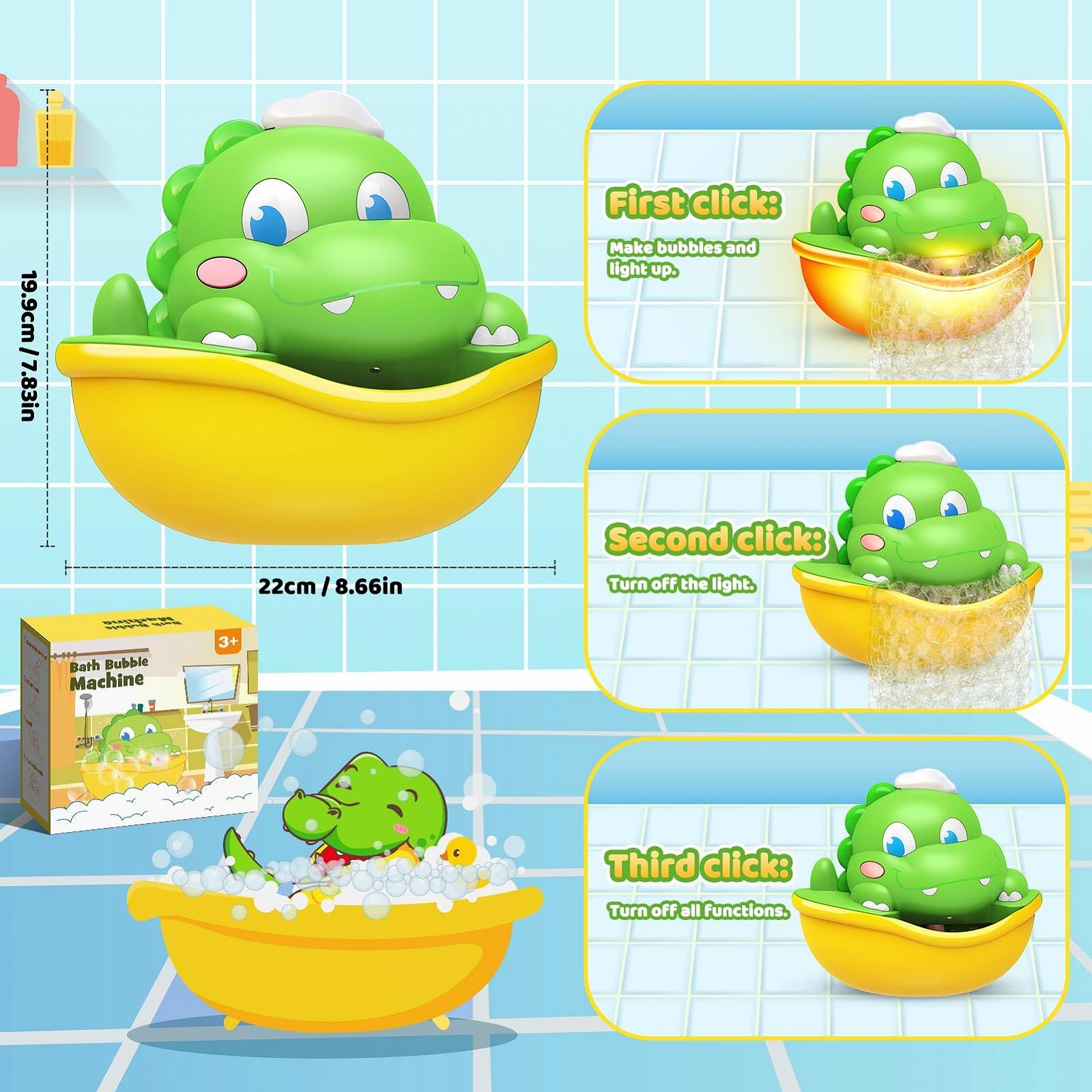 Іграшка для ванни Adeokay, піно генератор для ванни, динозавр, з підсвіткою, фото №5