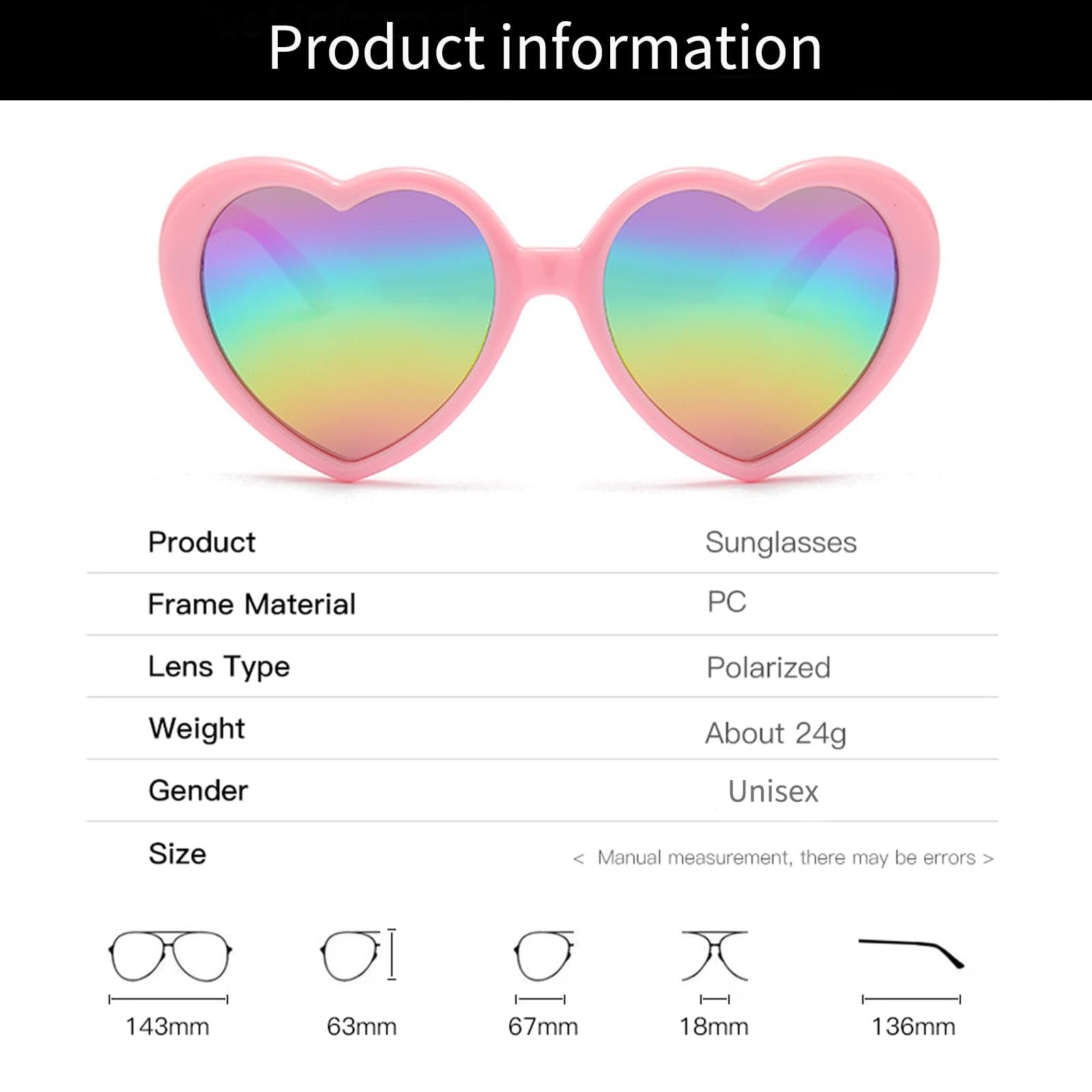 Сонцезахисні окуляри Серце YUELUQU Поляризовані 90-х Вінтажні, фото №5