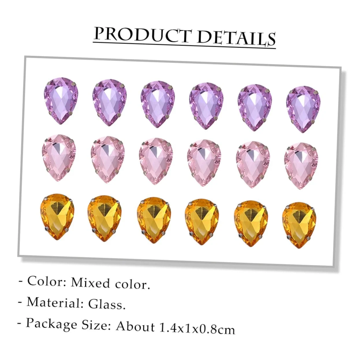 Стрази Скляні Стрази Крапля Води з Кігтями, 100 шт, фото №2