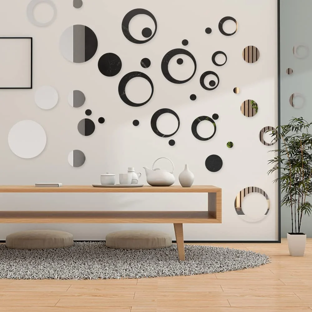 Наклейки на стіну milaosk 50 шт. Круглі дзеркальні Сріблястий, фото №4