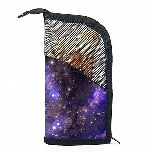 Набор кистей для макияжа с органайзером Weltraum lila kosmische Galaxie, 12 шт, фиолетовый - Фото 1