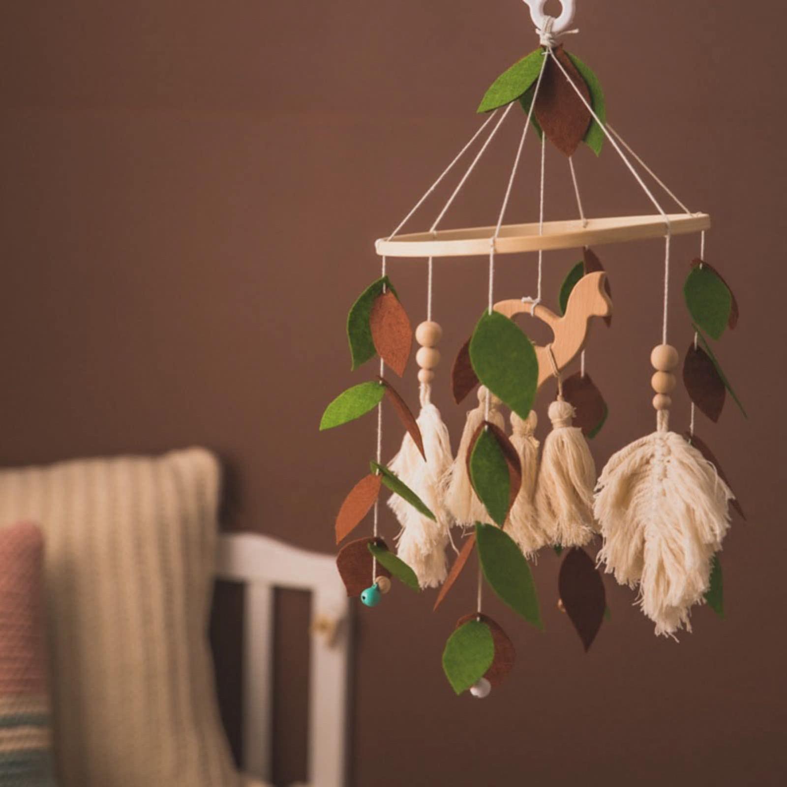 Мобіль EXQULEG Babe Baby Wind Chimes з фетру та бамбуку для дитячого ліжечка для дівчаток та хлопчиків (B), фото №2