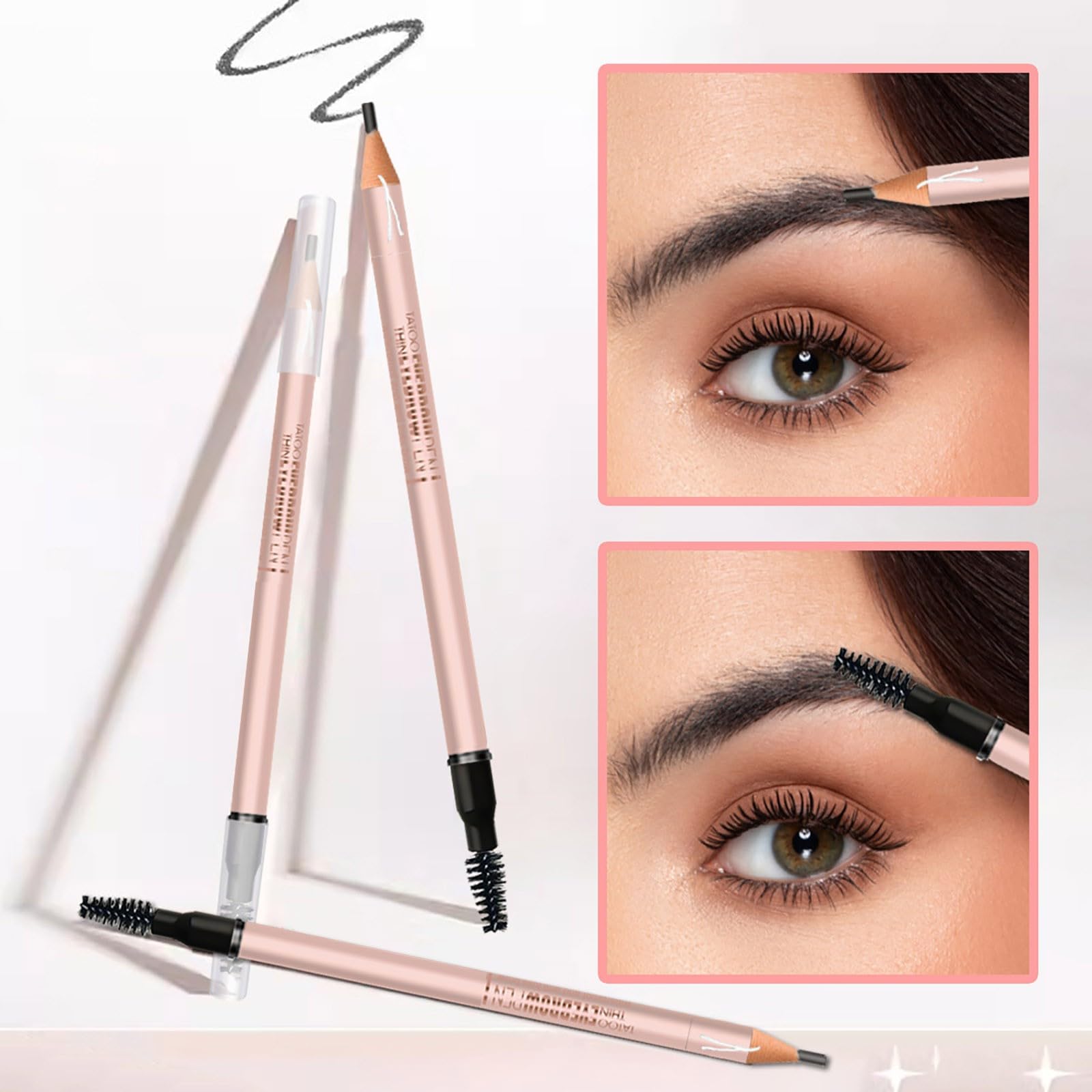 Трафарет для бороди з подвійною головкою трикутний олівець для брів B One Size, фото №4