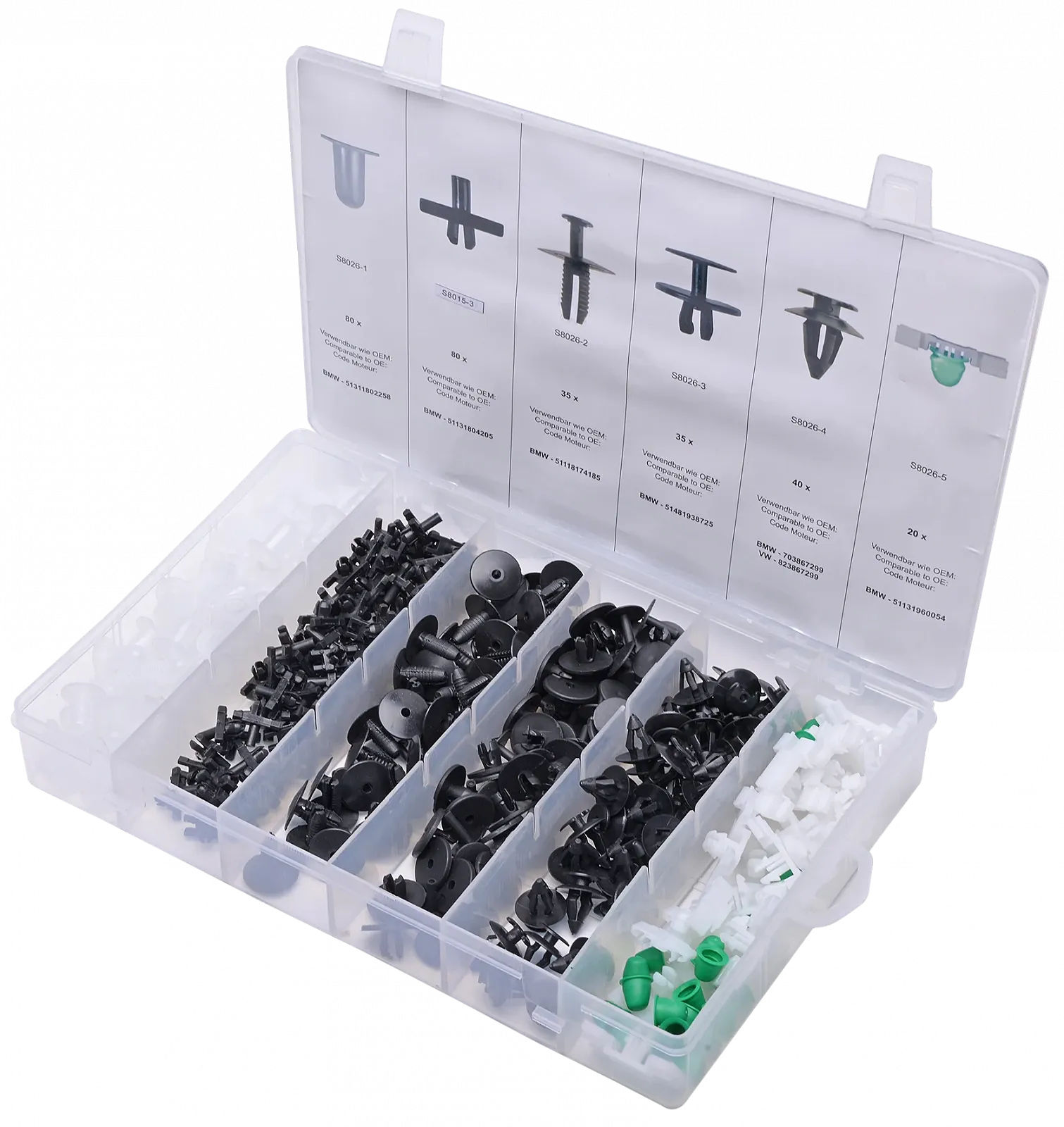 Набор крепежных клипс BMW SW-STAHL S8026 290 предметов, фото №1