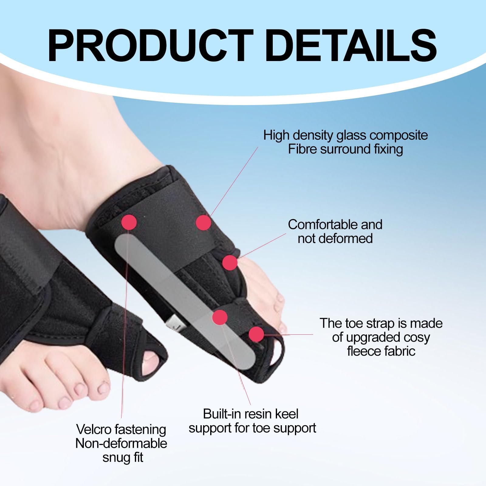 Пов'язка для корекції Hallux Valgus, Денна та нічна шина для чоловіків та жінок, фото №3