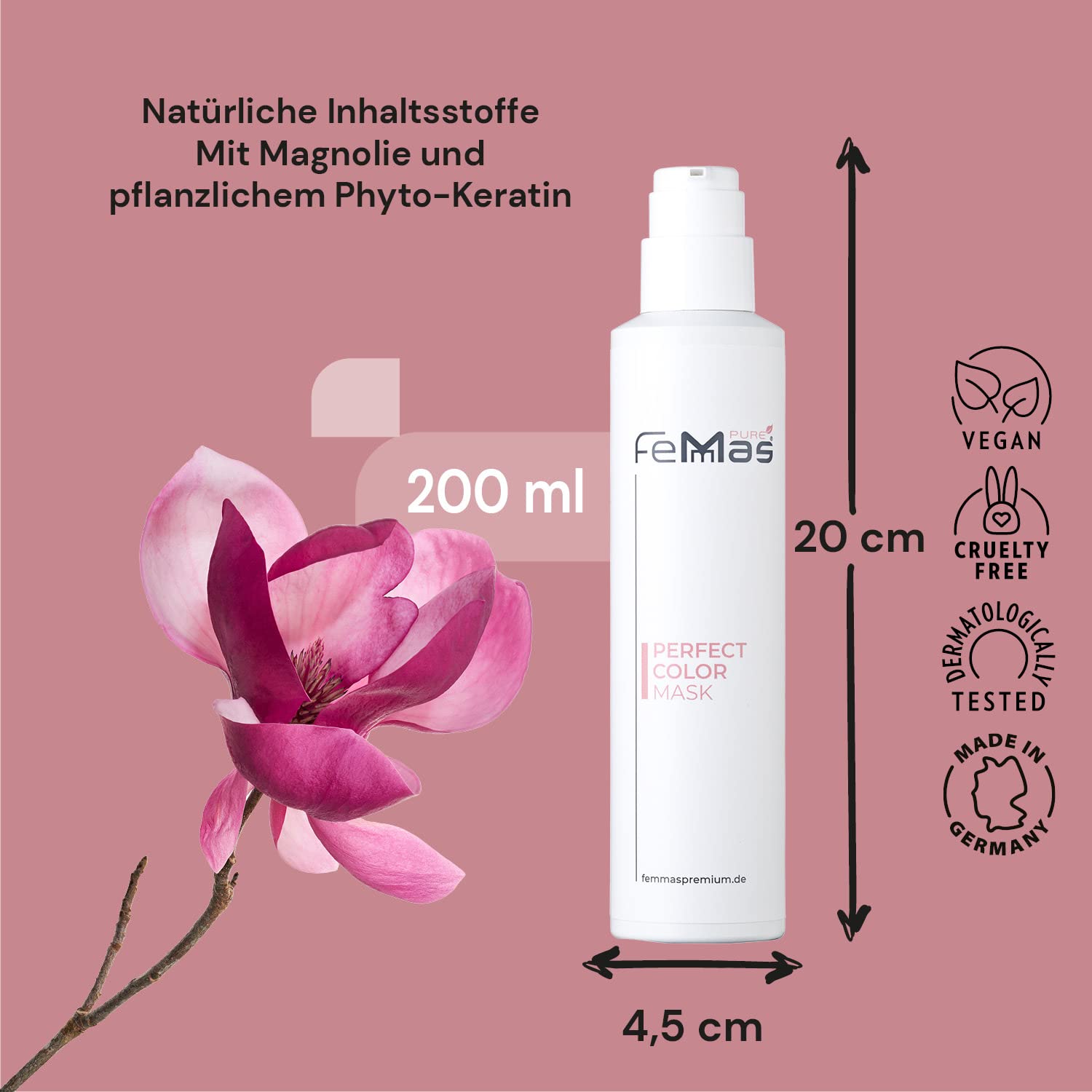 Шампунь Femmas Pure Perfect Colour 200 мл & Маска Perfect Colour 200 мл для фарбованого, мелірованого і тонованого волосся, фото №5