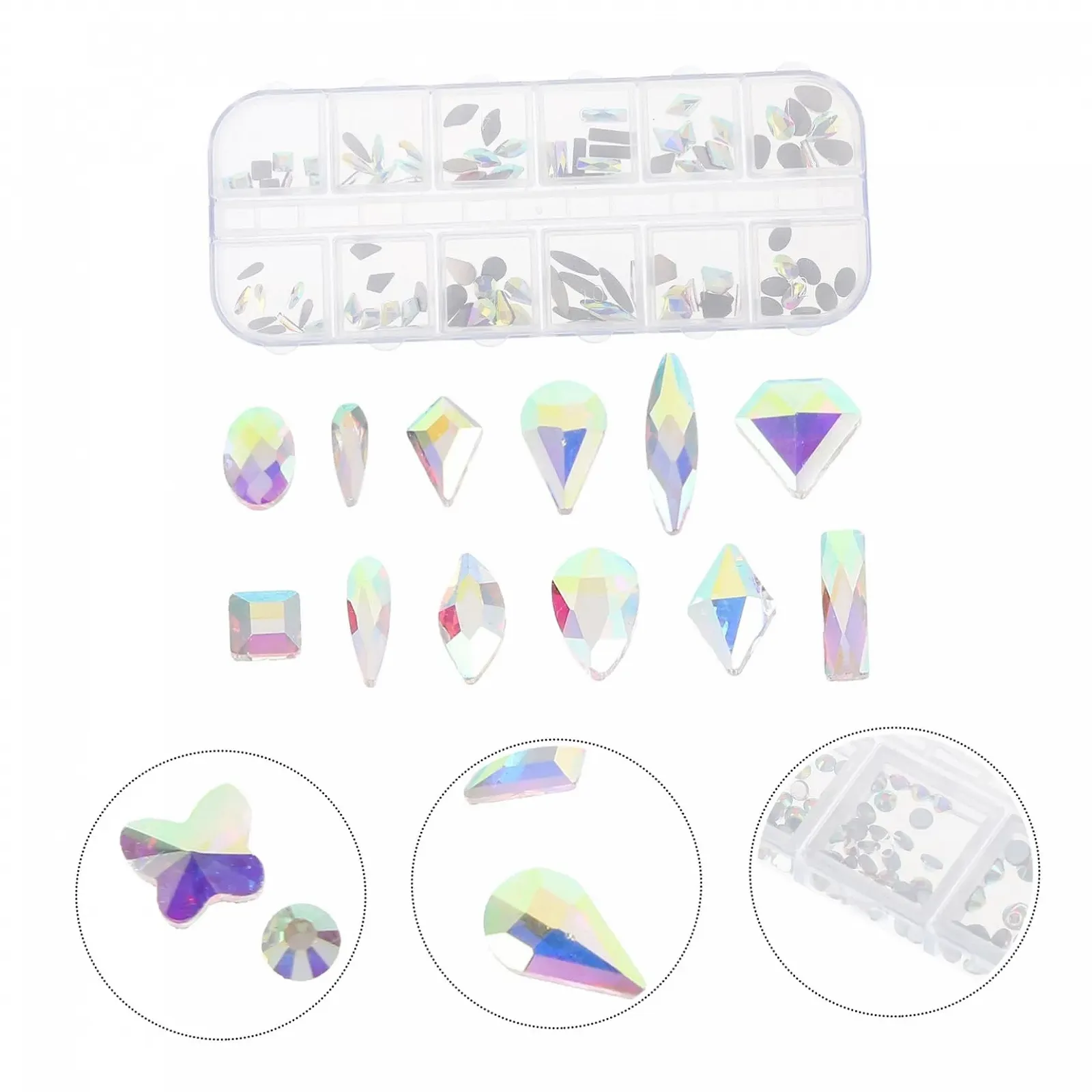 FOMIYES Самодельные Подвески для Ногтей Стразы Набор Металлические Подвески Прочные 12 Отделений Коробка Аксессуары для Ногтей для Самодельных Ногтей и Рукоделия, фото №3