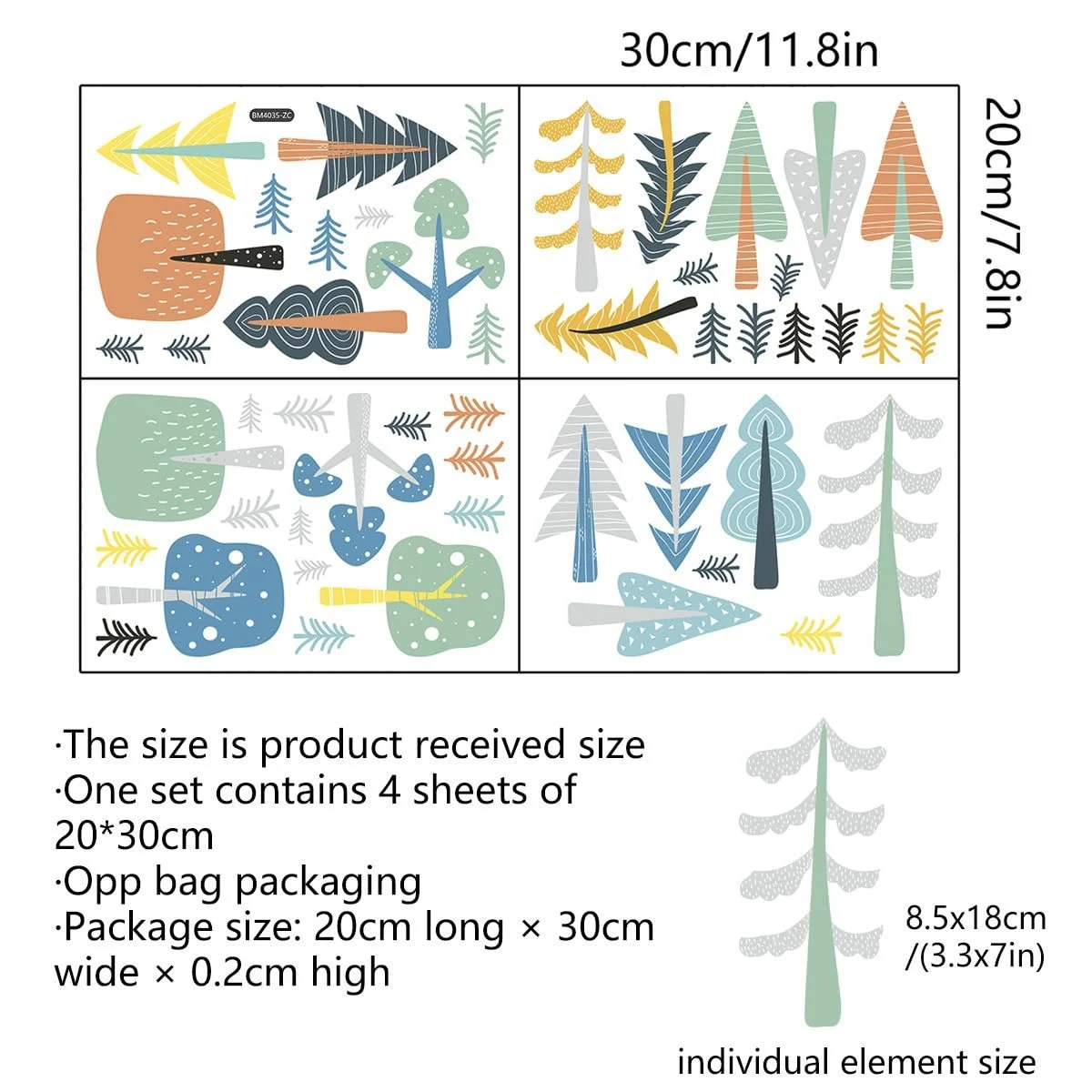 Наклейка на стіну Мультяшний ліс Маленьке дерево для дитячої кімнати, фото №5