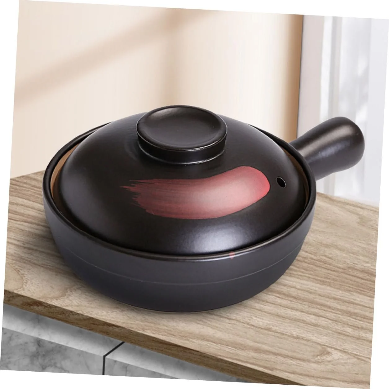 Горшок TOYANDONA глиняный с ручкой малый черный, фото №5