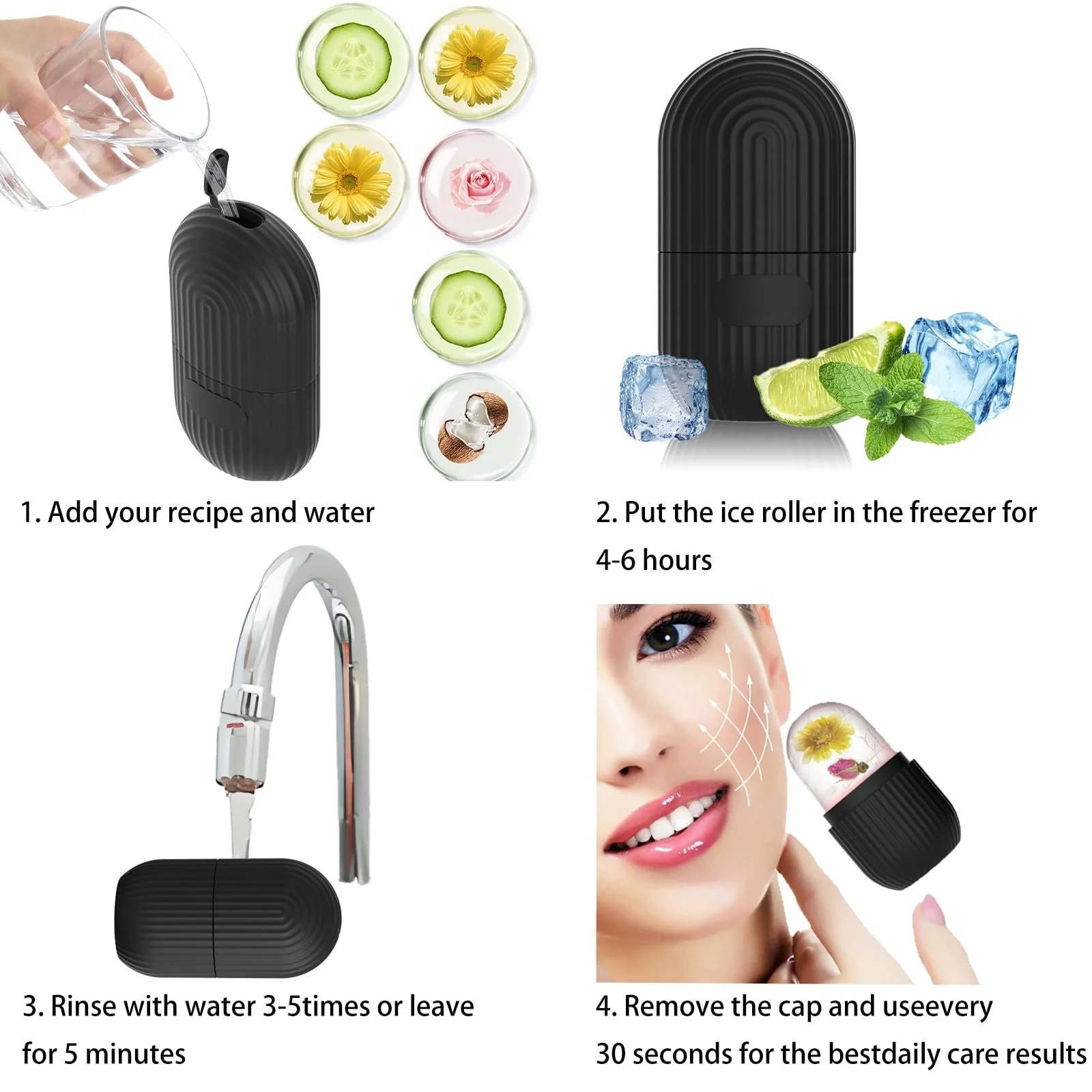 Ролик для обличчя крижаний YHDVOYAG силіконовий багаторазовий для обличчя та очей, фото №3